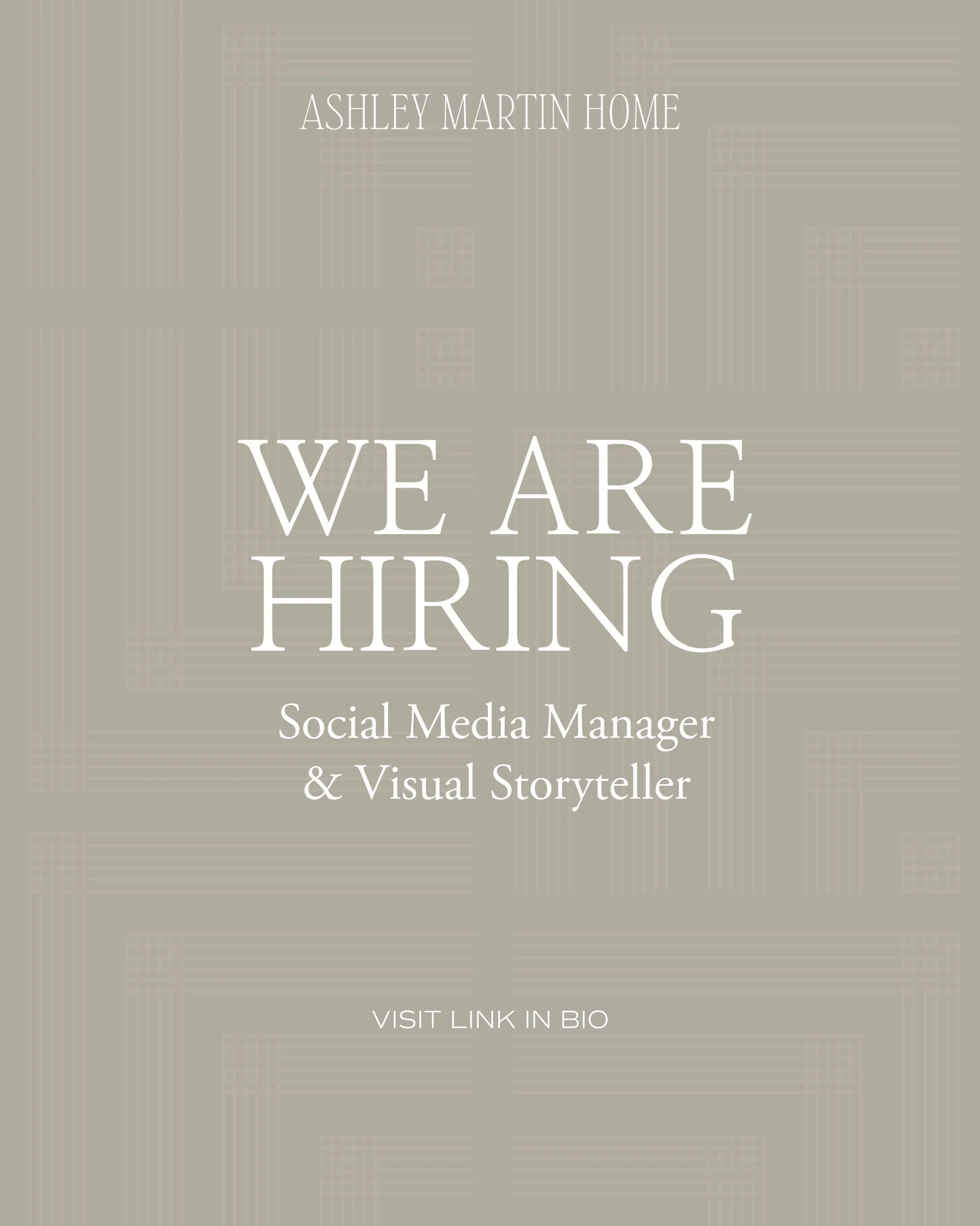 We are so excited to expand our team!

AMH is seeking a Social Media Manager with a deep understanding of aesthetics, composition, color theory, and typography. You understand that our social media is a digital extension of our physical studio&mdash;