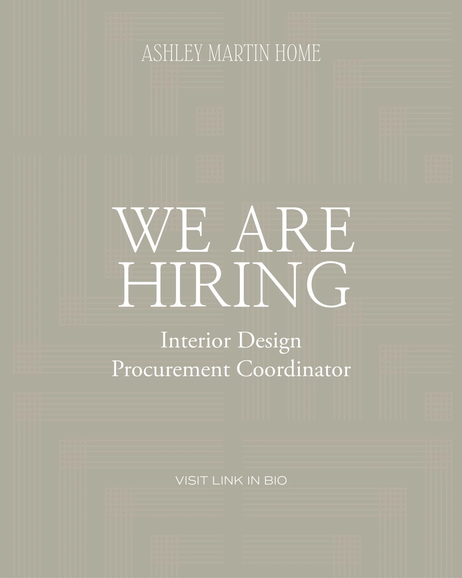We&rsquo;re so excited to share &mdash; we&rsquo;re growing!! 

AMH is seeking a highly organized, detail-driven Procurement Coordinator to support the operational side of our design and purchasing process.

Ashley Martin Home is a high-end residenti