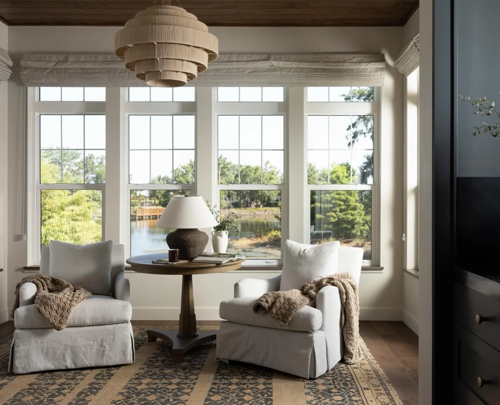Coffee tastes a little better with a view. ☕️

Tucked just off the scullery, this cozy sitting nook combines warm neutrals, moody tones, and layered textures to create the perfect spot for a slow morning or an afternoon reset.

Design @ashleymartinho