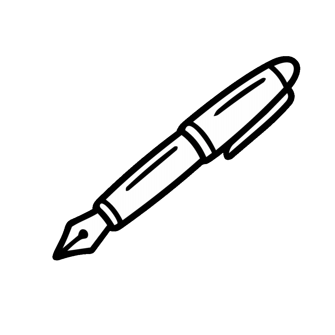 Illustration eines schwarzen Kugelschreibers auf grünem Hintergrund. Dekoelement.