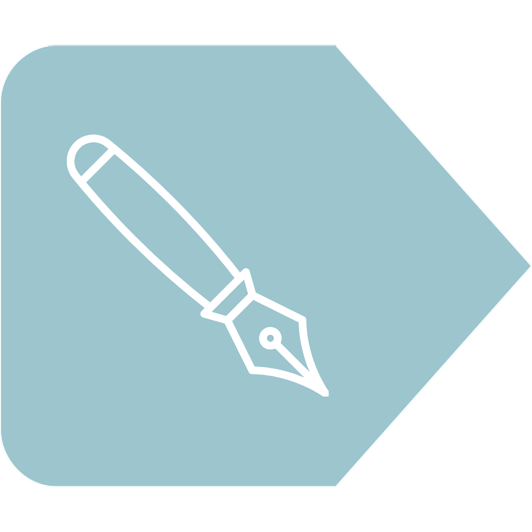 Icon eines Kugelschreibers auf blauem Hintergrund. Dekoelement