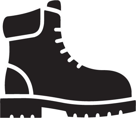 Silhouette of a rugged work boot with thick sole and ankle support.