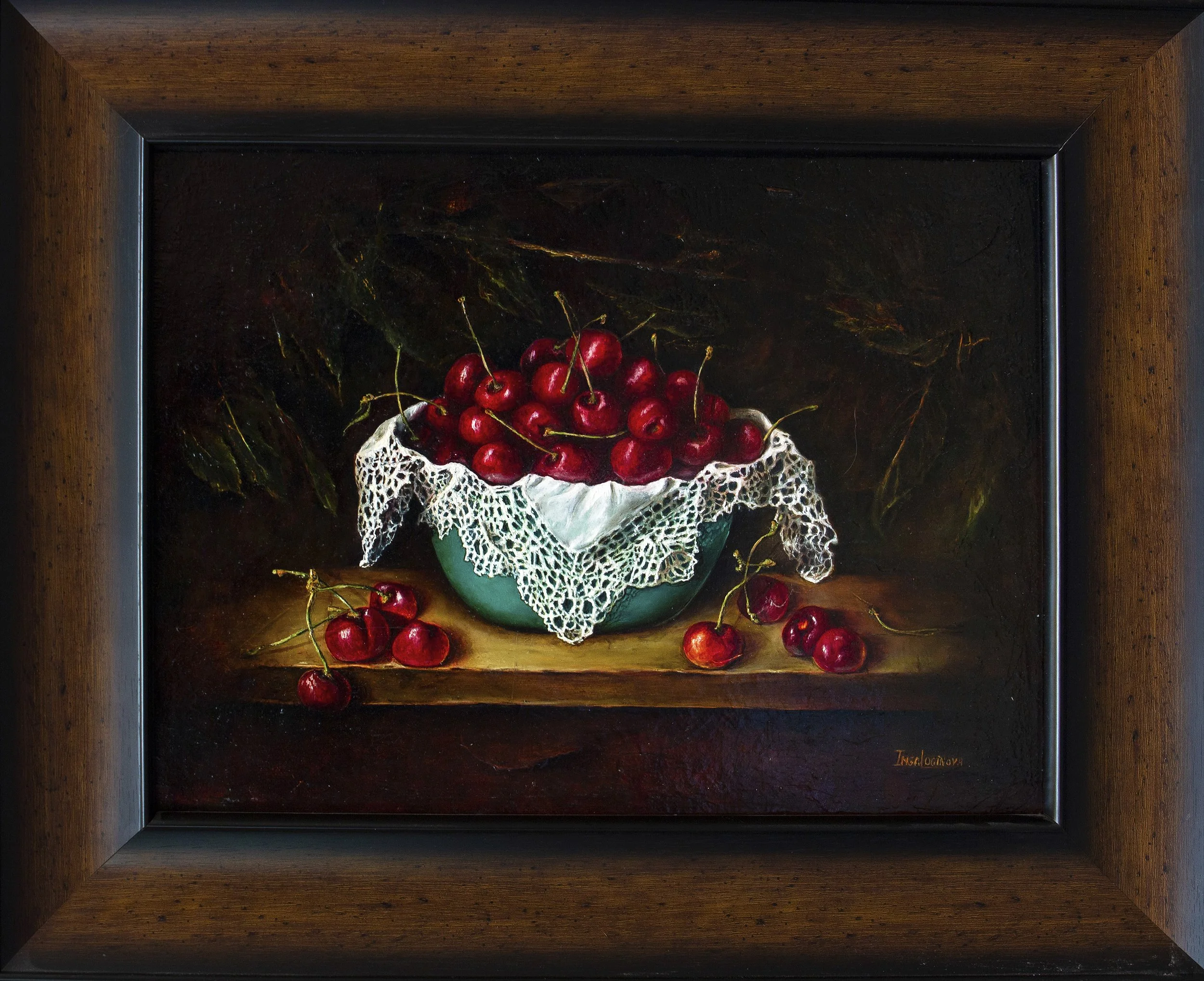 Cherries in a Turquoise Bowl