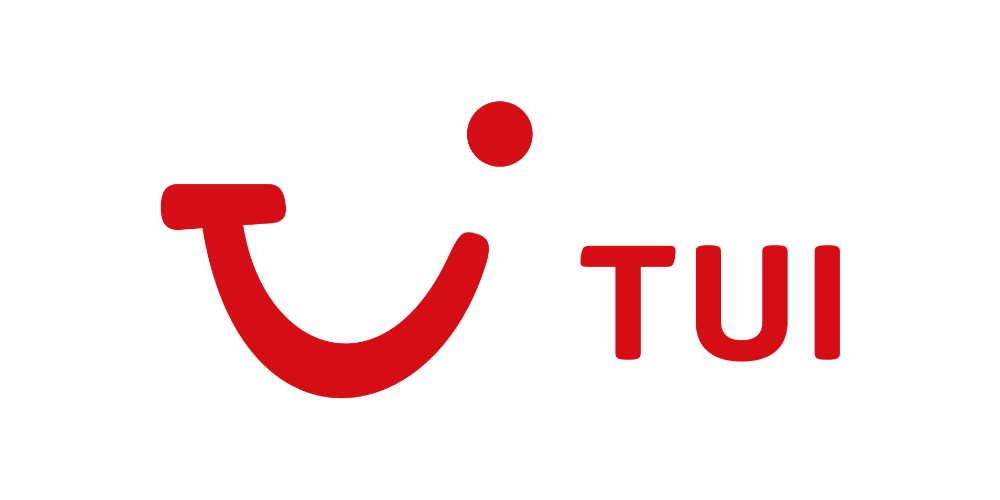 TUI logo with red smiley face and the word 'TUI' in red letters.