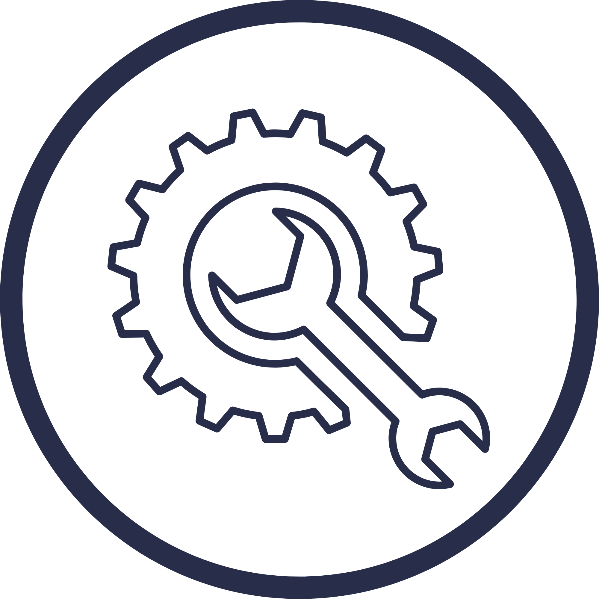 Close-up of a gear with a magnifying glass over it, illustrating technical or mechanical analysis.