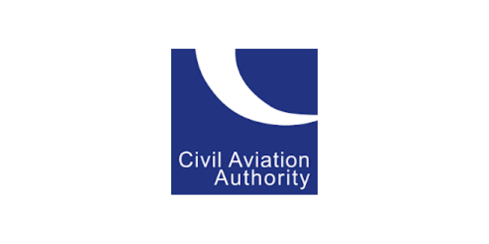 Logo of the Civil Aviation Authority with a blue and white design.