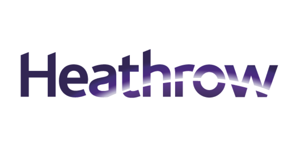 Hethrow logo with distorted text and a gradient purple color