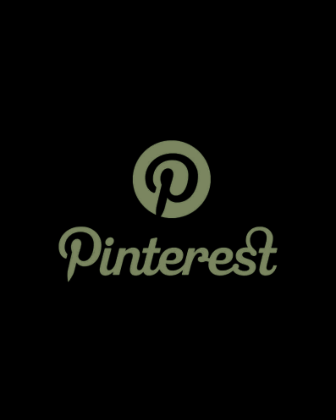 Pinterest logo with a greenish color on a black background.