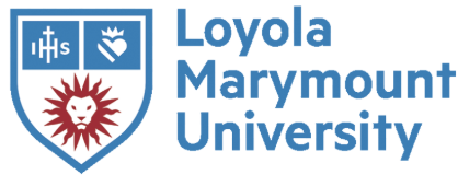 Loyola Marymount University logo with a shield featuring a cross, a heart, and a lion's head.