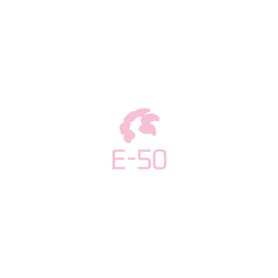 Close-up of a black resistance band with a pink and white logo reading "E-50" and a fish silhouette for Salmon DNA