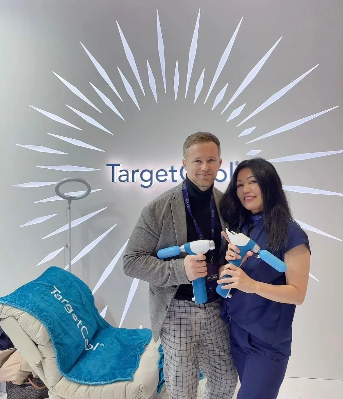 man and woman at an exosomes event, introducing Target Cool