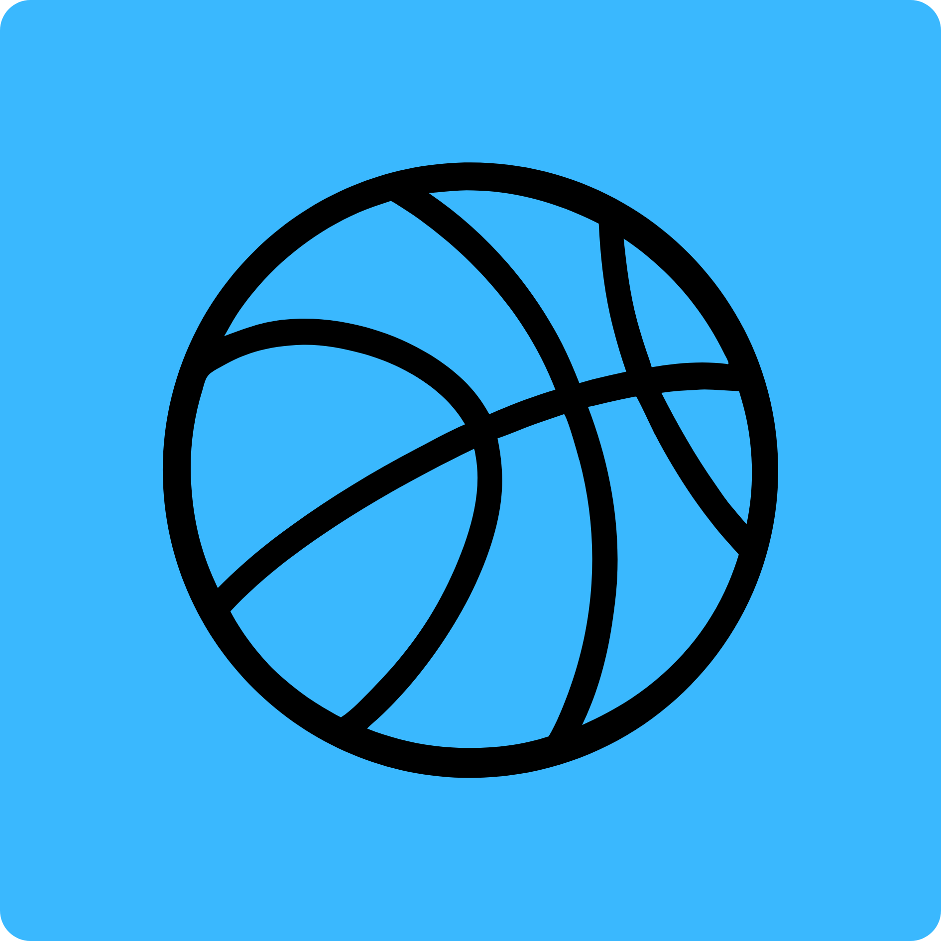 Blue basketball icon symbolizing trust, teamwork, and safe community spaces built by JAB Courts
