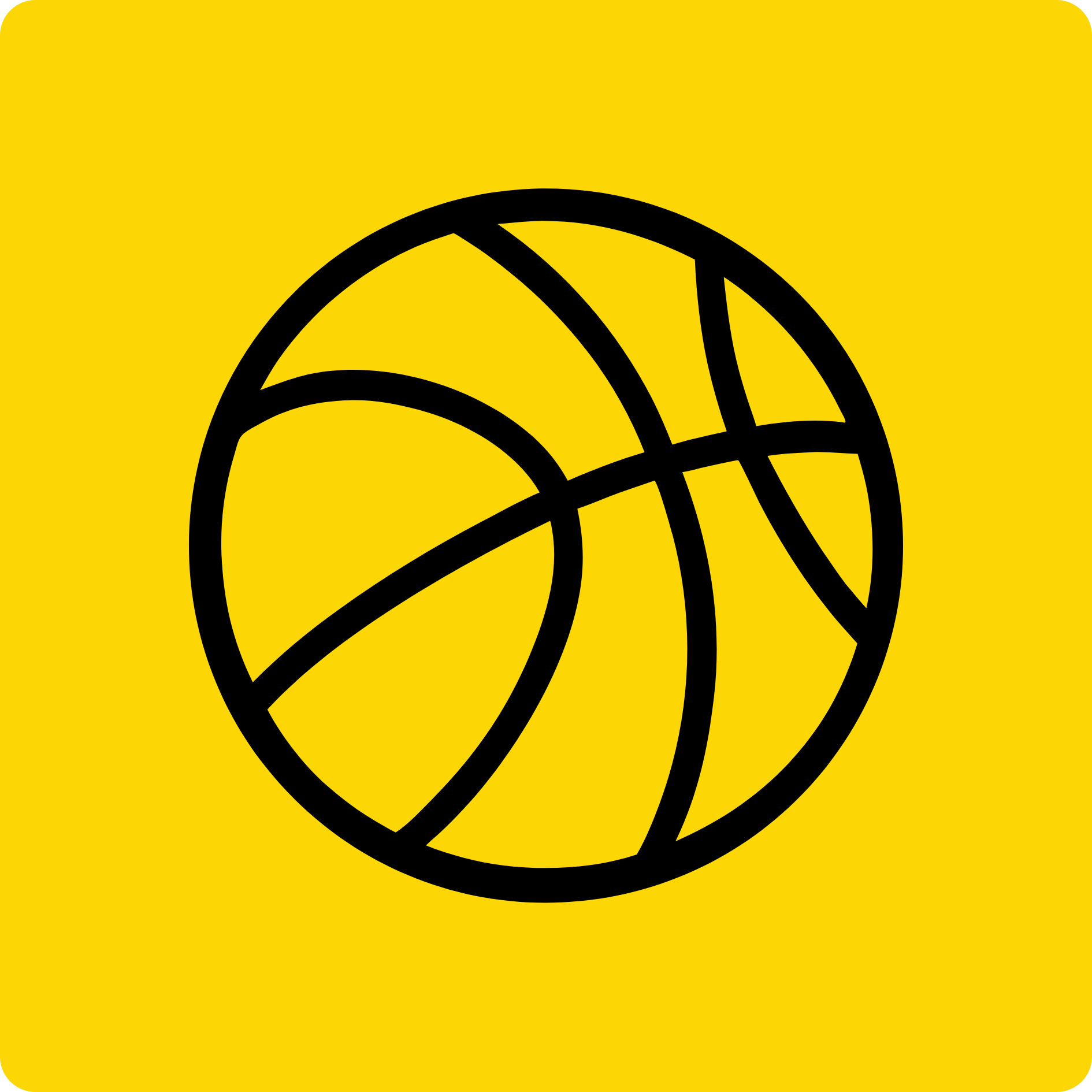 Yellow basketball icon representing optimism, growth, and youth development through JAB Courts initiatives