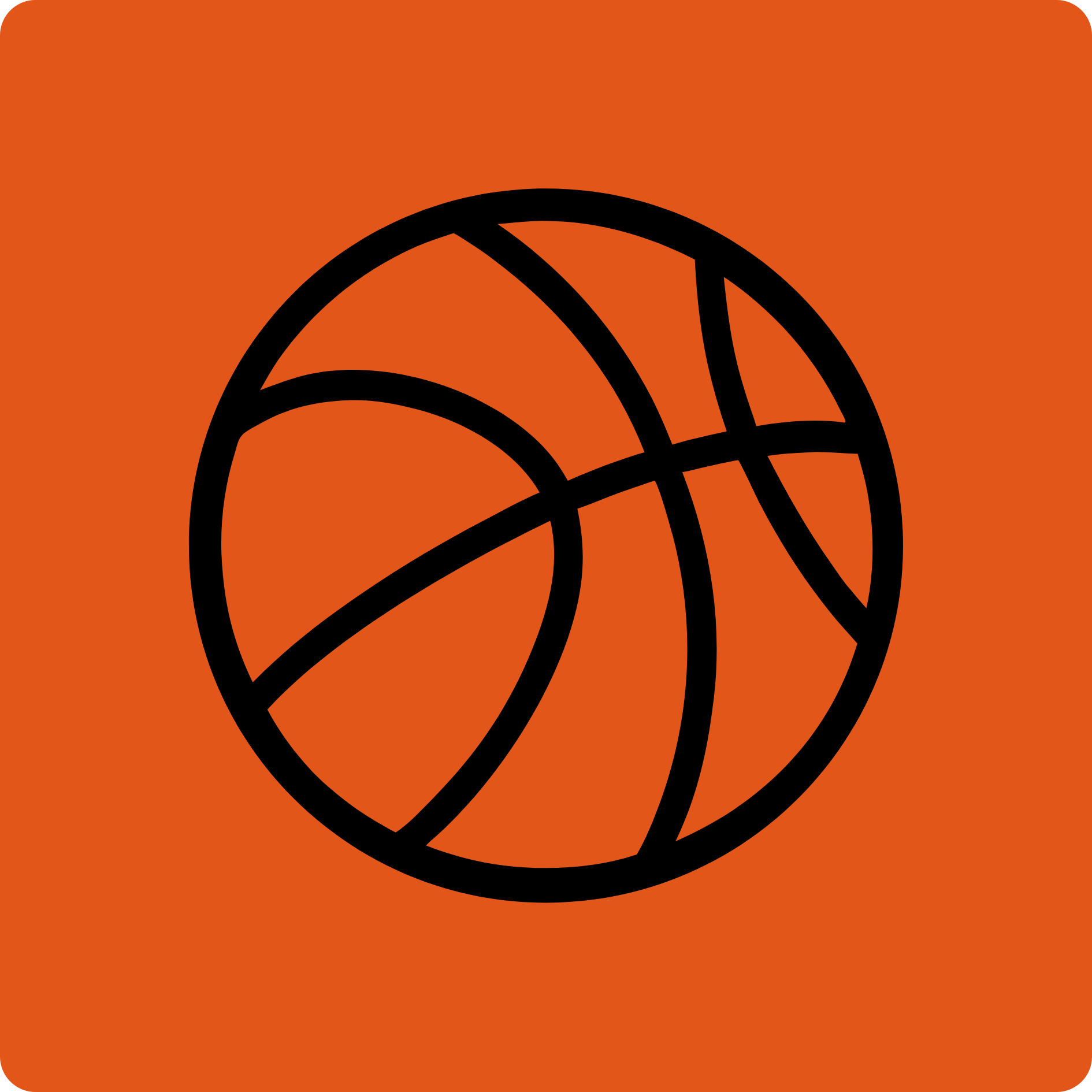 Orange basketball icon representing youth sports, energy, and community impact through JAB Courts