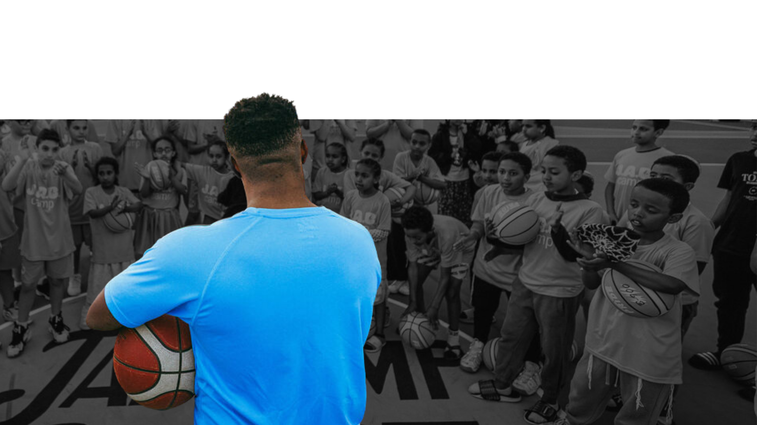 Jared Armstrong leading youth basketball camp, mentoring kids and building confidence, leadership, and community through JAB Courts
