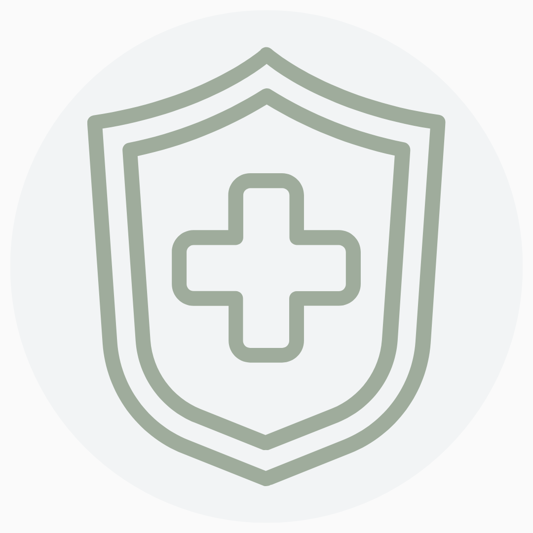Shield with a medical cross in the center, symbolizing healthcare and protection.