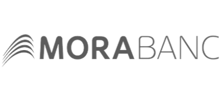 Logo de MORA BANC en colores gris y negro