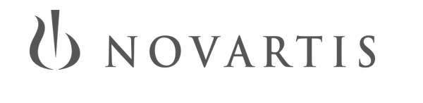 Logotipo de Novartis en colores gris y negro.