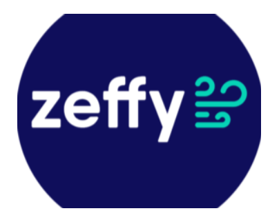 Zeppy logo with stylized waves to the right of the text inside a dark blue circle.