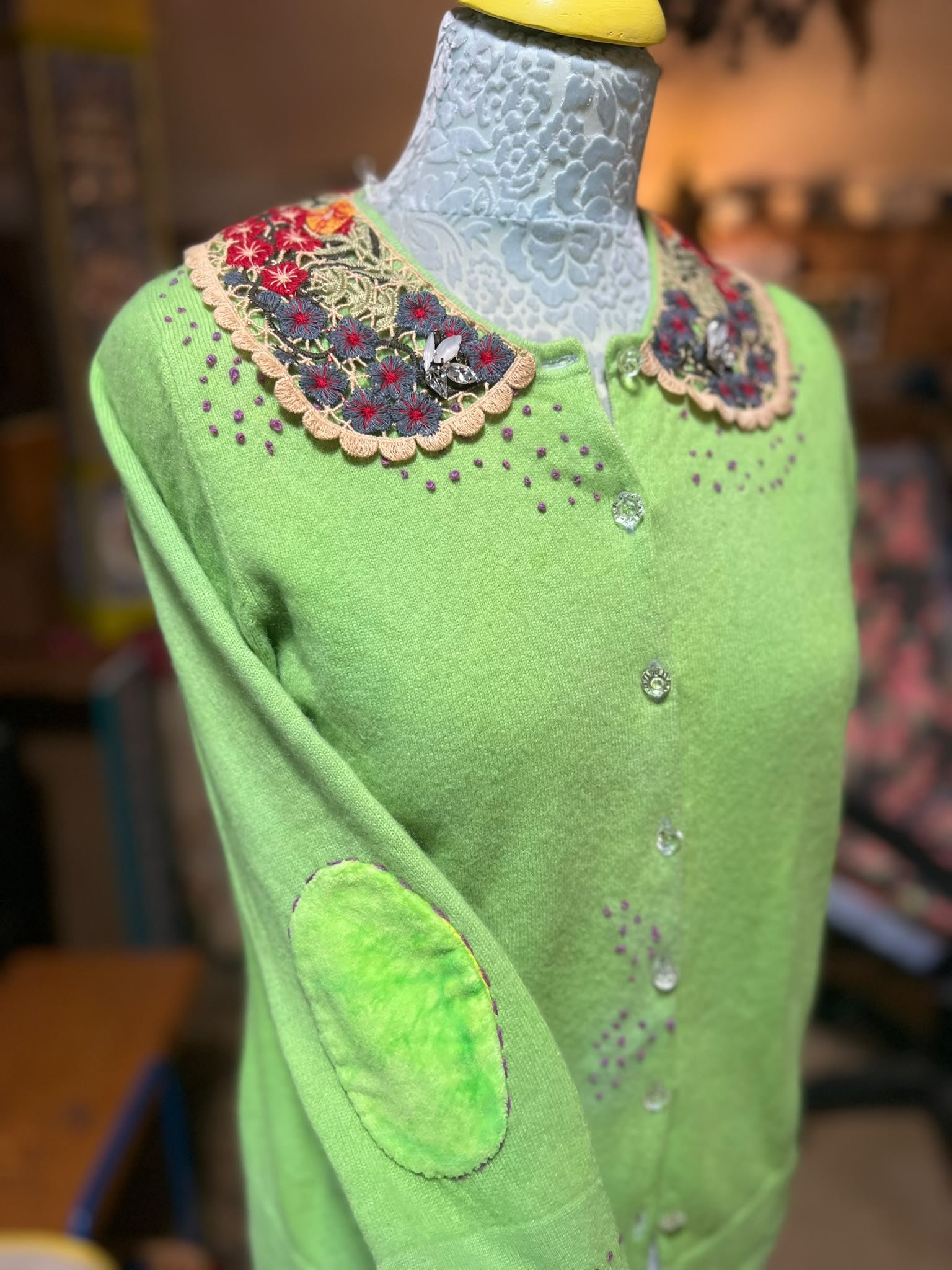 Lime Green Cashmere Cardigan