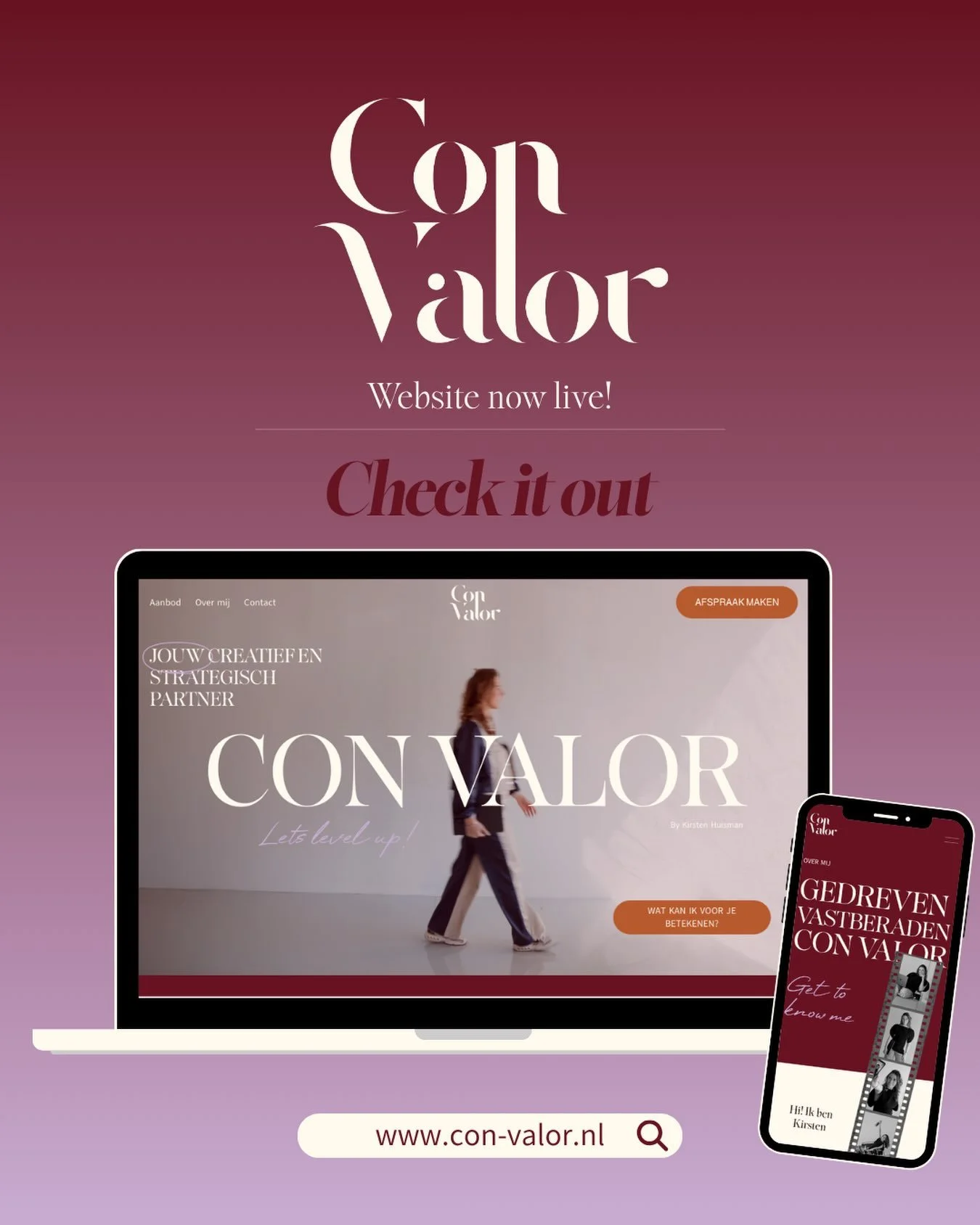 ✨ Het is zover: Con Valor is live.

Na maanden van bouwen, finetunen en achter de schermen werken, kan ik het eindelijk met jullie delen.

Con Valor is ontstaan vanuit de overtuiging dat goede idee&euml;n pas &eacute;cht waarde krijgen wanneer ze wor