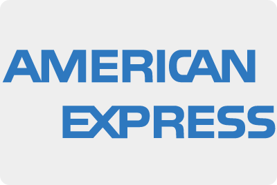 American Express logo with blue text on a white background.