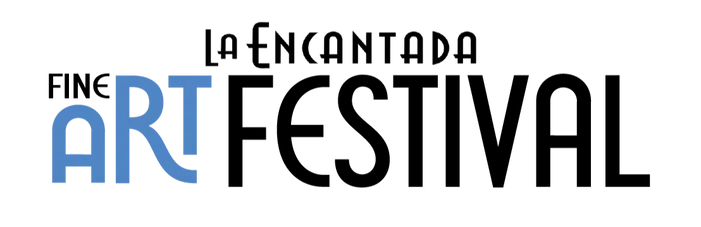 Logo with the words "Art Festival" and a stylized "Art" in blue and black. The words "La Encantada appear at the top of the logo