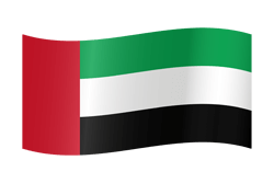 UAE flag with red, white, green, and black horizontal stripes and a red vertical stripe on the left