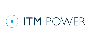 ITM Power logo with a blue circular symbol and company name in blue text.