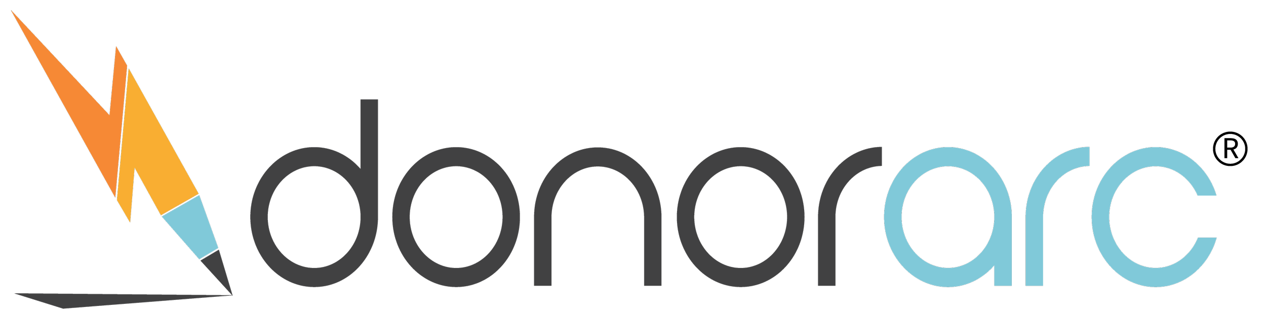 Logo featuring a stylized pencil integrated with the text "donorarc"