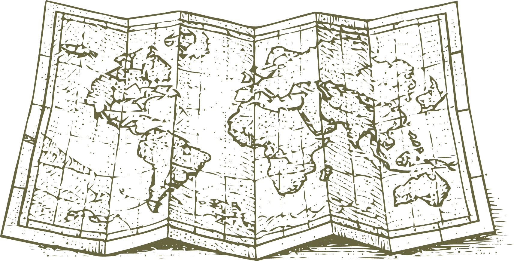 A detailed, vintage-style map with intricate linework and shading, showing landmasses, borders, and geographical features.