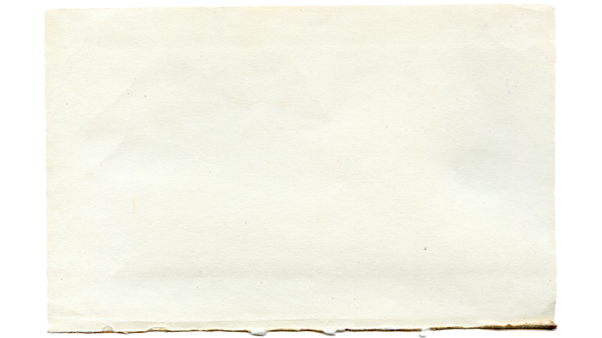 An old, blank, off-white piece of paper with some slightly darker edges and a rough texture.