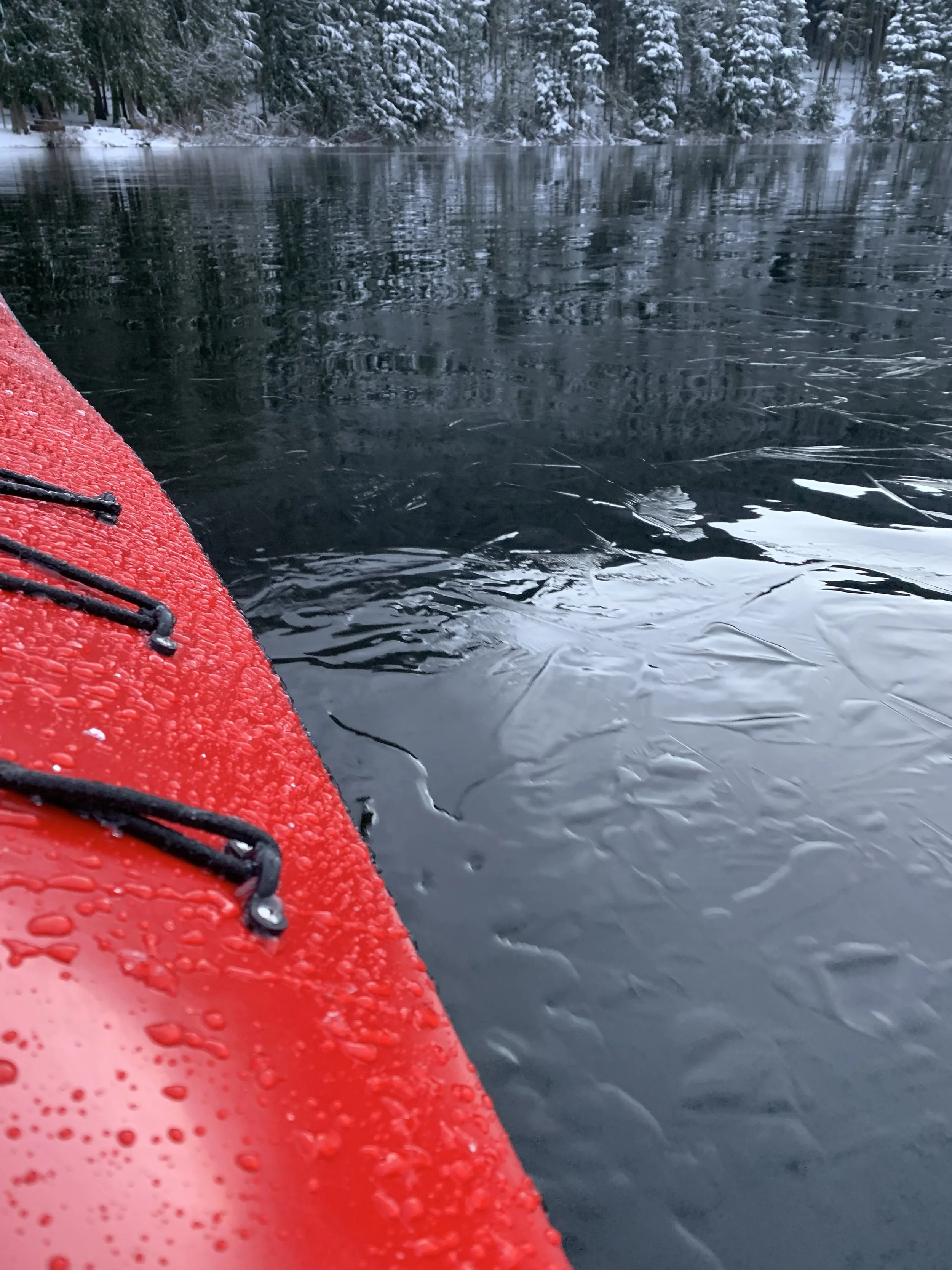 Winter paddling on Box Lake