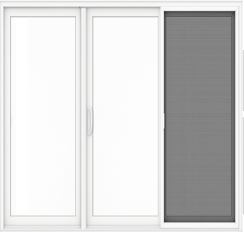 Fenêtres coulissantes en PVC blanc avec un volet roulant gris