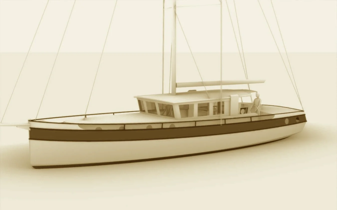 Modèle de bateau en bois sur un fond clair.