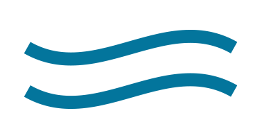 Symboles représentant des vagues de différentes tailles, en bleu, sur fond blanc.