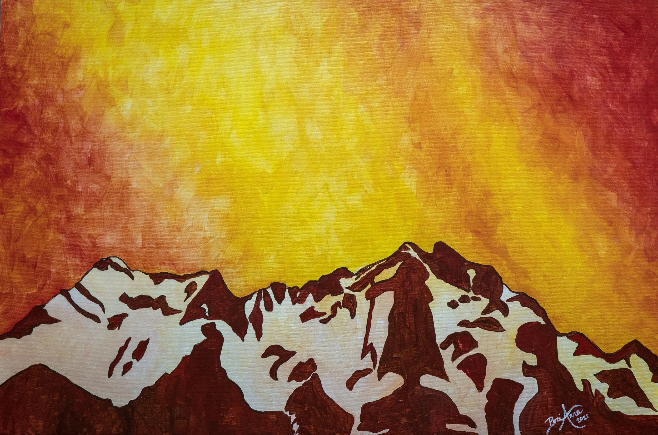 Olympic Mountains Fire in the Sky