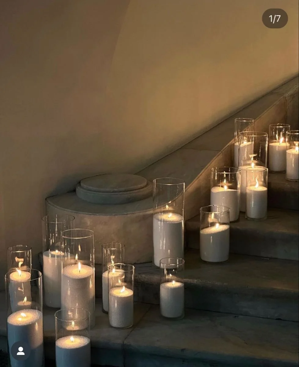 Pearl Candles on Stairs