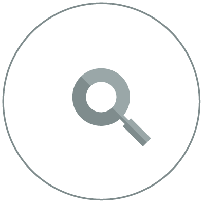 Magnifying glass icon inside a circle