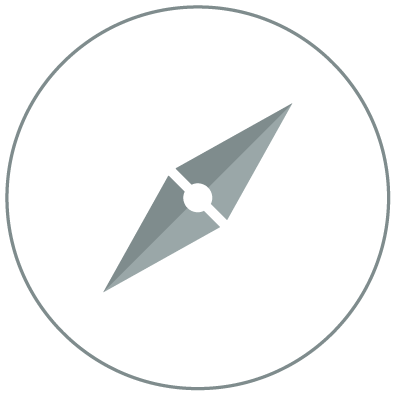 Icon of a compass with a white background.