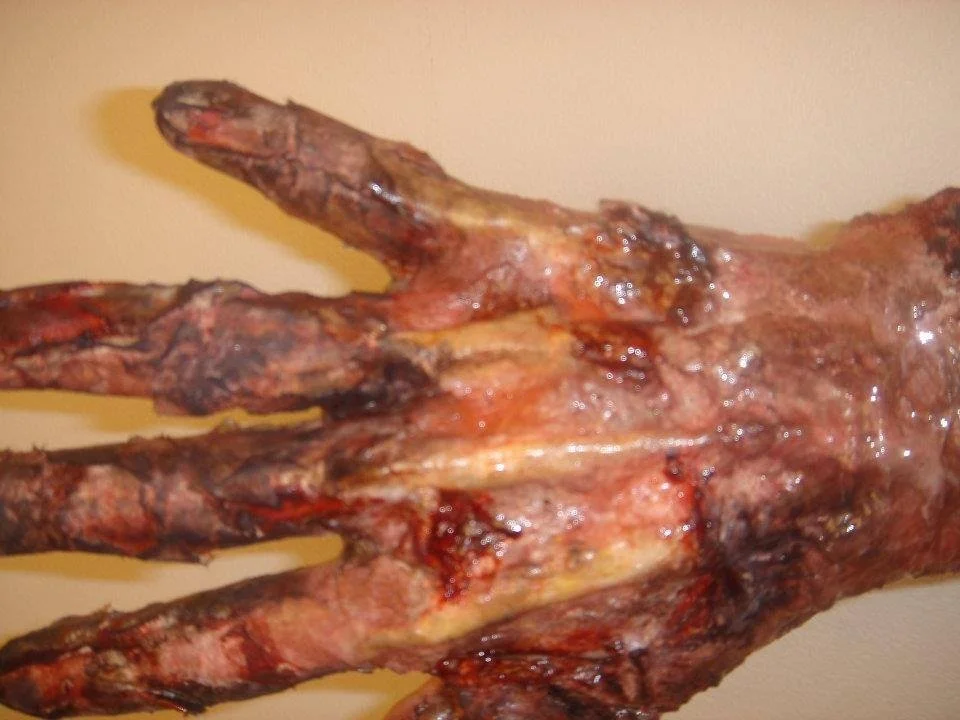 A freshly cooked roasted pig's foot, showing crispy skin and cooked meat.