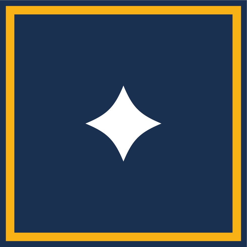The image shows the logo of the Pittsburgh Steelers, a professional American football team, featuring a white star-like shape on a navy blue background, bordered by yellow.