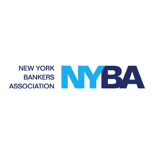 Logo of the New York Bankers Association featuring the text 'NYBA' in blue and navy with the words 'New York Bankers Association' on the left.