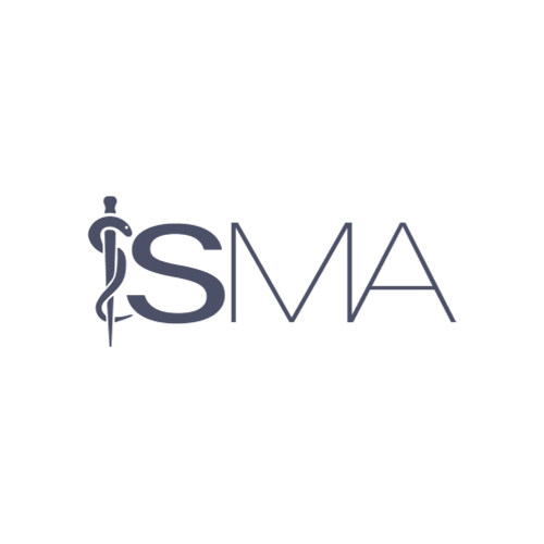Logo with the letters 'SMA' and a caduceus symbol on the left.