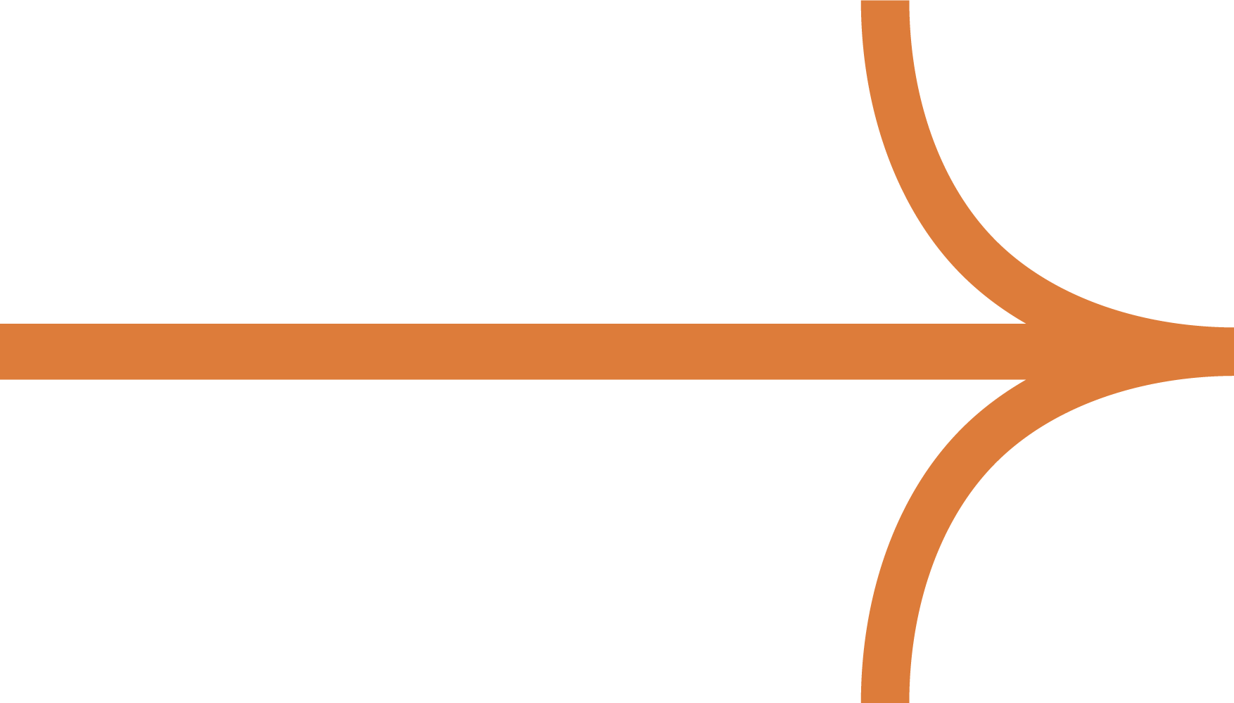 Simplified diagram of a pipeline splitting into two paths with the right path curving downward, showing flow direction.