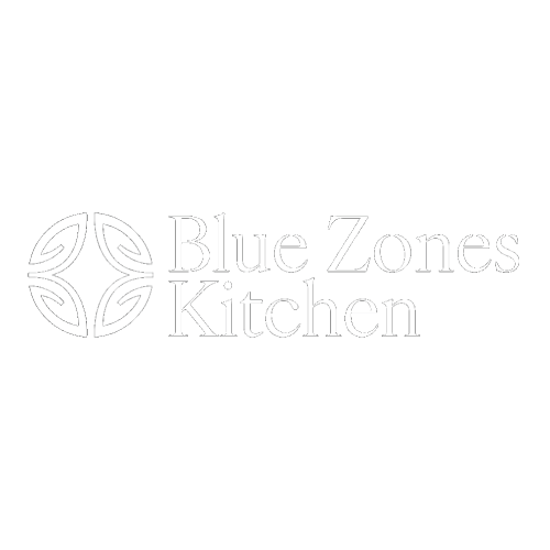 Logo for Blue Zones Kitchen with a circular emblem and the text 'Blue Zones Kitchen' on a black background.