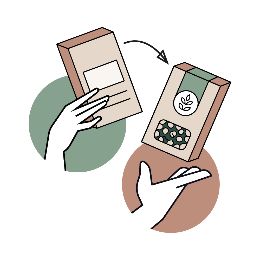 Illustration showing two hands holding betting machines; one machine resembles a slot machine and the other a lottery ticket with a scratch-off area.