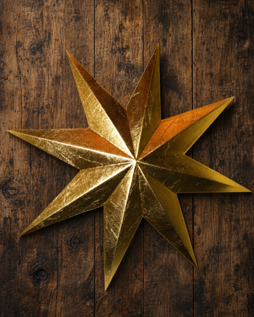 Gold leaf on custom-made stars