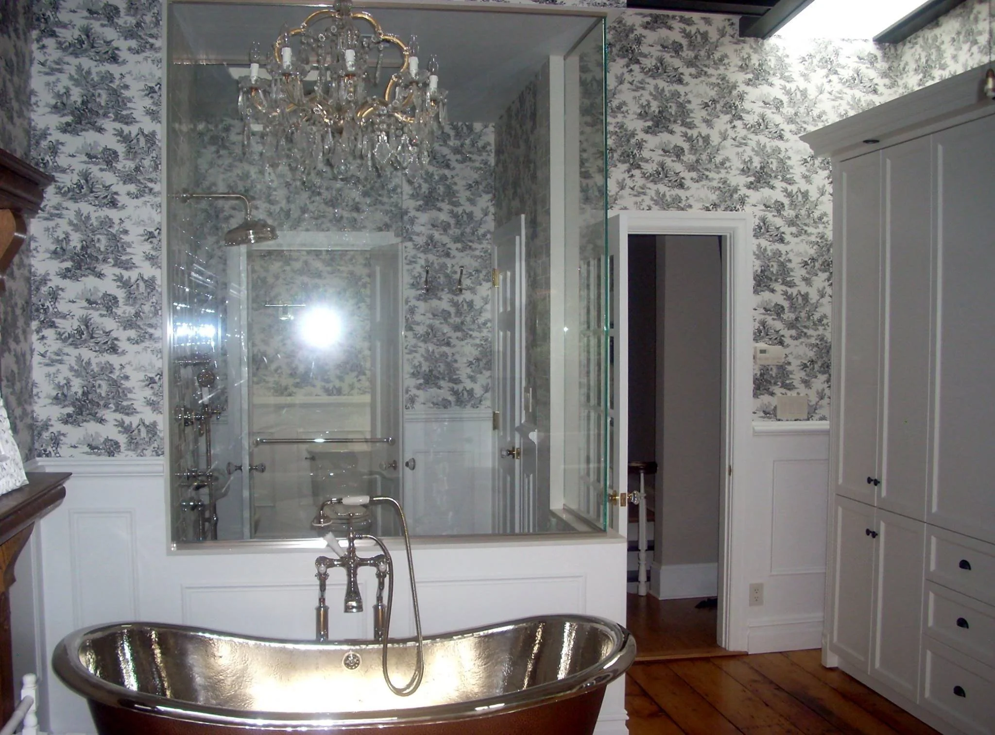 Wallpapered Bath