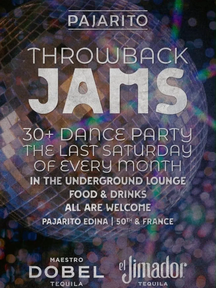 Throwback Jams TONIGHT at Pajarito! 🎶

Rainy night? Make it a &lsquo;90s night! Head to @pajaritorestaurant &lsquo;s Underground Lounge where the dynamic duo @mslakeshamusic AND @bootsyballins will be spinning all your favorite throwback jams from 7